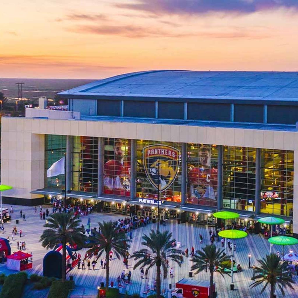 An aerial view of the Florida Panther's stadium.